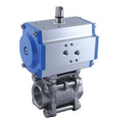 3-piece double acting ball valve with gas thread with actuator