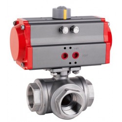 XY Electron 3-way ball valve stainless steel 316 female thread with actuator